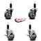 Service Caster 3.5'' Gray Poly Wheel Swivel 1-1/4'' Expanding Stem Caster Set 2 Brakes, 4PK SCC-EX20S3514-PPUB-2-TLB-2-114 - alternate 4